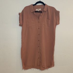 Soft Shirt Dress with Raw Edge Hem Size Small